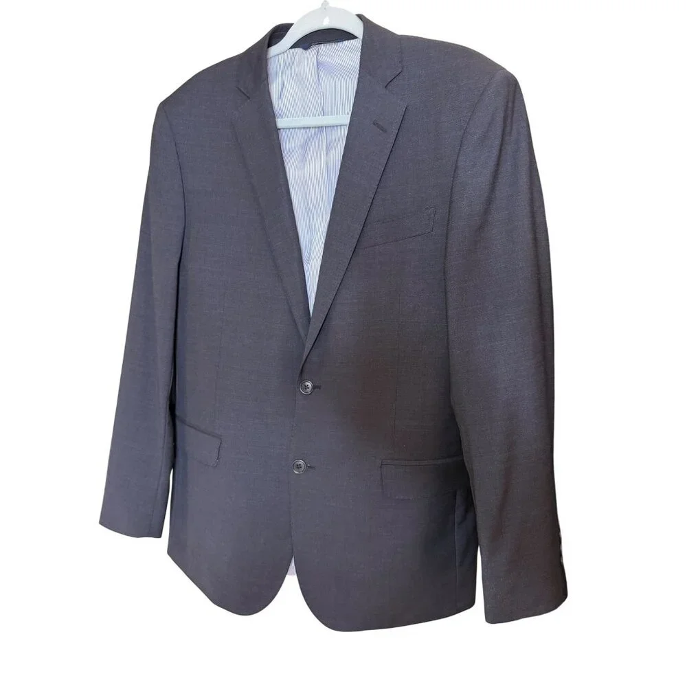 Brooks Brothers Mens Two-piece Suit Size 41 Gray Flat Front Notch Wool Blend